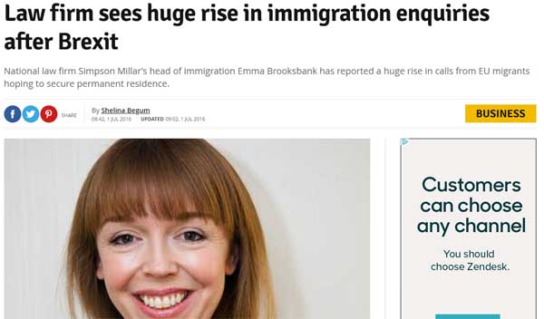 Law firm sees huge rise in immigration enquiries after Brexit